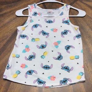 Disney Kids Tank Top - White with Blue and Pink Stitch Design